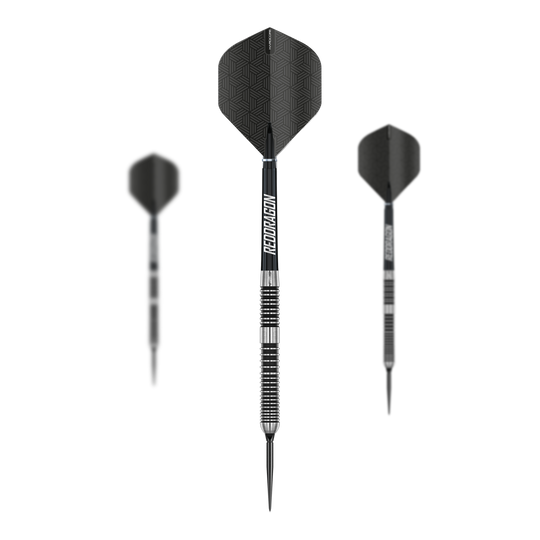 Ein Set von Red Dragon Pegasus Switch Point Steeldarts ist abgebildet. Die Steeldarts eignen sich für professionelle Dartspieler.