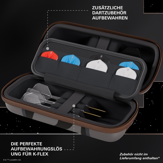 Pouzdro na šipky Target Star Wars Boa – Mandalorian Zu sehen ist das Target Star Wars Boa Dartcase - Mandalorian. Das Produkt zeigt eine Mandalorianische Grafik aus Star Wars.