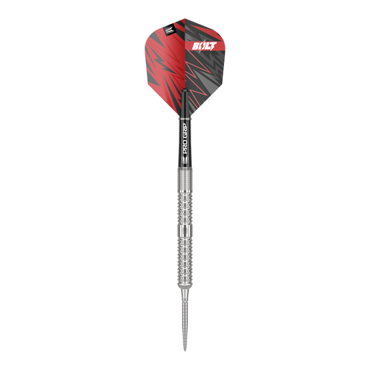 Target Sebastian Bialecki GEN1 Swiss Point Steeldarts - 22g Dies ist ein Steeldart namens „Target Sebastian Bialecki GEN1 Swiss Point“ mit einem Gewicht von 22 Gramm. Der Dart hat eine silberne Spitze und Schaft, sowie ein rotes und schwarzes Flight-Design.