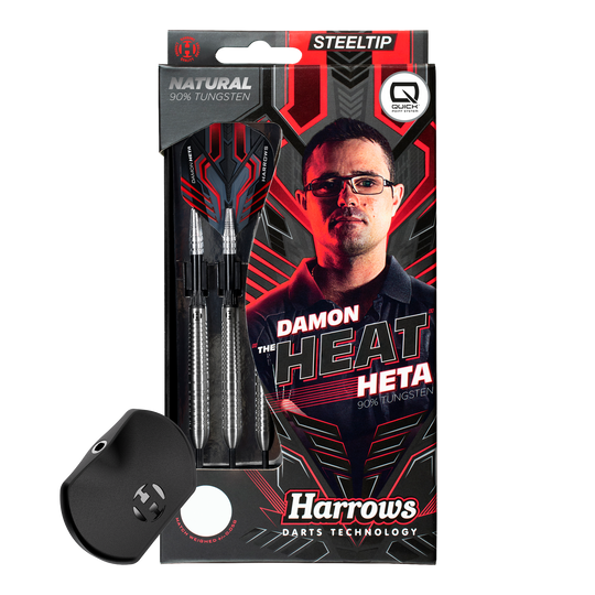 Abgebildet ist der Harrows Damon Heta Natural Quick Point Steeldart. Dieser Dart zeichnet sich durch seine Qualität und Langlebigkeit aus.