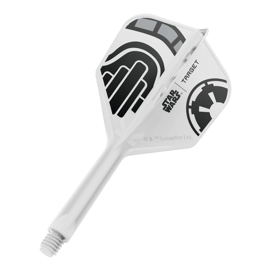 Target Star Wars K-Flex Stormtrooper No6 Flights Ein Dart-Flight aus der Star Wars KFlex Stormtrooper No6 Serie ist auf dem Bild. Der Flight ist intermediate und misst 26 mm.