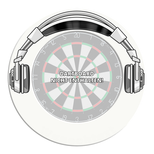 McDart Stereo Dartboard Surround Die Abbildung zeigt ein Dartboard-Surround in Weiß. Es wird genutzt, um Schäden rund um das Dartboard zu vermeiden.