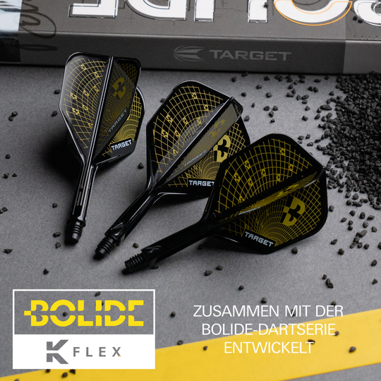 Target K-Flex Bolide No6 Flights Das Bild zeigt die Target K-Flex Bolide No6 Flights. Diese Flights sind für alle Dartspieler geeignet.