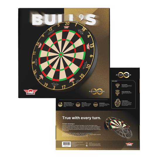 Bulls NL Advantage 8 Steeldartboard Zu sehen ist das Bulls NL Advantage 8 Steeldartboard. Die Steeldartscheibe besteht aus robustem Material für lange Spielzeiten.