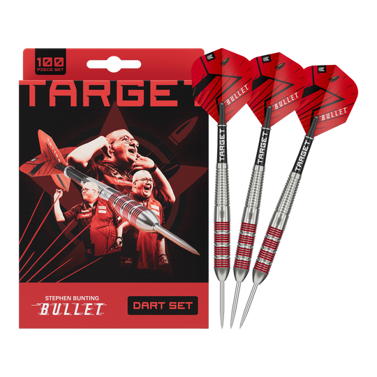 Target Stephen Bunting Bullet 100 Teile Brass Steeldart Set - 22g Target Stephen Bunting Bullet 100 Teile Brass Steeldart Set - 22g