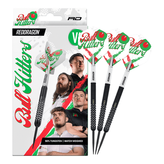 Fléchettes en acier Red Dragon Bullhitters V1 - 23 g Abgebildet ist der Red Dragon Bullhitters V1 Steeldarts - 23g in kompletter Ansicht. Das Produkt eignet sich für Steeldartspieler und wiegt 23 Gramm.
