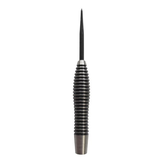 Das Bild zeigt McDart Black Ring Torpedo Steeldart-Barrels - 24g. Die Dart-Barrels verfügen über einen schwarzen Ring und eine spezielle Torpedo-Form.