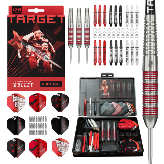 Target Stephen Bunting Bullet 100 Teile Brass Steeldart Set - 22g Target Stephen Bunting Bullet 100 Teile Brass Steeldart Set - 22g