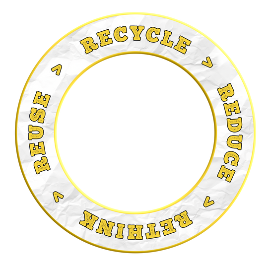 McDart Recycle Reduce Rethink Reuse Dartboard Surround Ein Dartboard-Surround mit leuchtender Farbe wird mittig präsentiert. Die Form ist klassisch rund.