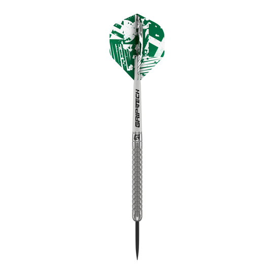 Šipky GOAT Fairway V1 z wolframové oceli GOAT Fairway V1 Tungsten Steeldarts liegt einzeln im Bild. Die Struktur ist fein gearbeitet.