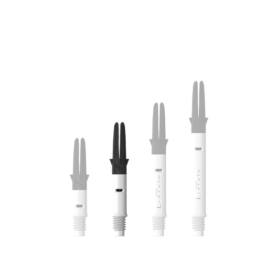 Wałek L-L-Style-Shaft Carbon Silent Straight - biały Zu sehen ist der L-Style L-Shaft Carbon Silent Straight in Weiß, Modell 190. Es handelt sich um ein hochwertiges Dartshaft-Zubehör.