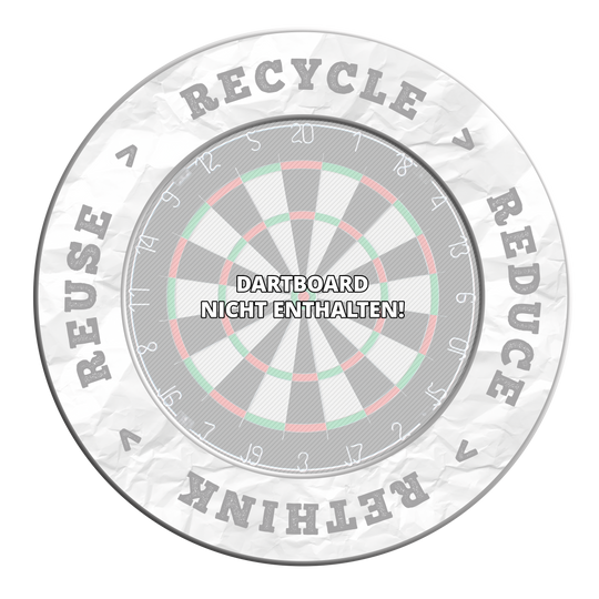 Das Bild zeigt ein Produkt in Grau mit dem Schriftzug 'Recycle, Reuse, Reduce, Rethink'. Die Beschreibung lehnt sich an den Dateinamen DBS-RRRR5_Surround_Recyle_Reuse_Reduce_Rethink_Grau_1 an.