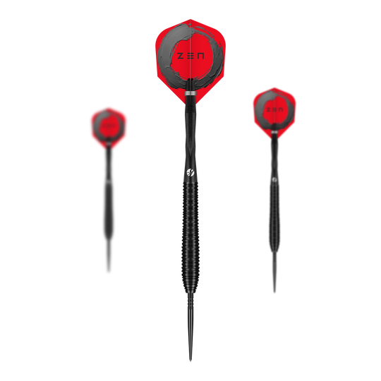 Shoty ZEN Torpedo Turbo Point Steel Darts - 23g Ein Set Shot ZEN Torpedo Turbo Point Steeldarts mit einem Gewicht von 23g ist abgebildet. Die Darts sind schlank und haben ein modernes Design.
