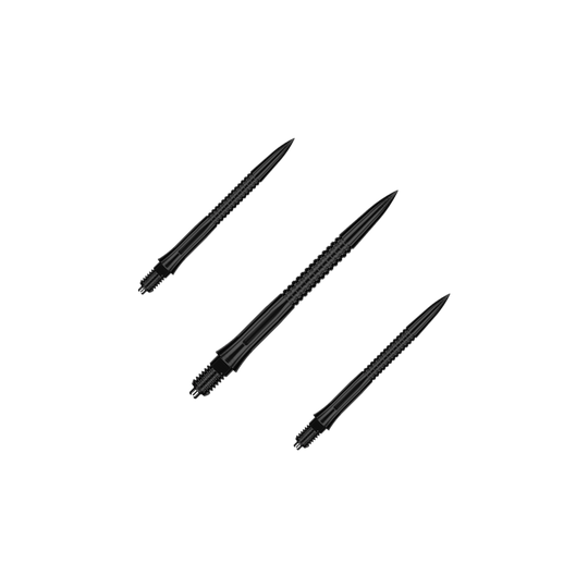 Puntas de dardo Caliburn EZ-EVO - Ranuradas - Negras Das Bild zeigt ein Set EVO201 Caliburn EZ-EVO Dartspitzen mit Rillen in Schwarz, jeweils 28 mm lang. Das Set ist ideal für Dartliebhaber und Vielspieler.