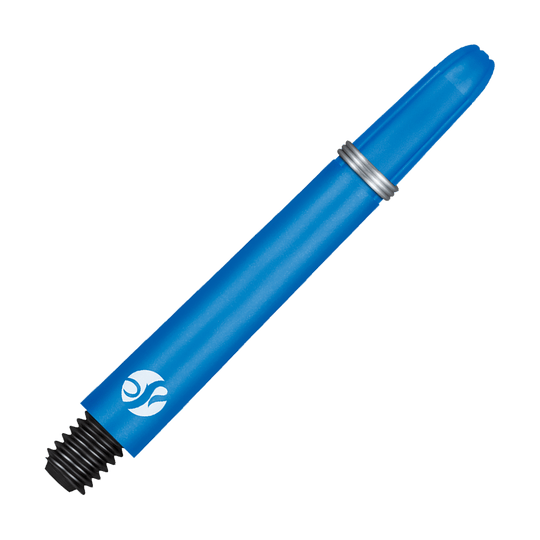 Shot Koi Carbon Shafts - Blau Dies ist ein blauer Carbon-Schaft für einen Dartpfeil. Am unteren Ende befindet sich ein schwarzes Gewinde zum Befestigen.