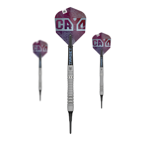 Target Cryo 13 Softdarts Zu sehen ist ein Set der Target Cryo 13 Softdarts. Das Bild zeigt alle enthaltenen Darts des Sets.