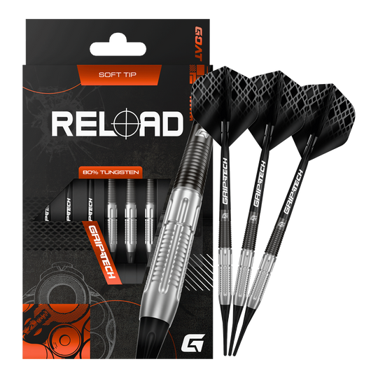 Dardos blandos GOAT Reload - 20 g Zu sehen sind die GOAT Reload Softdarts - 20g in kompletter Ausführung. Diese Softdarts bieten durchdachte Qualität für ambitionierte Dartspieler.