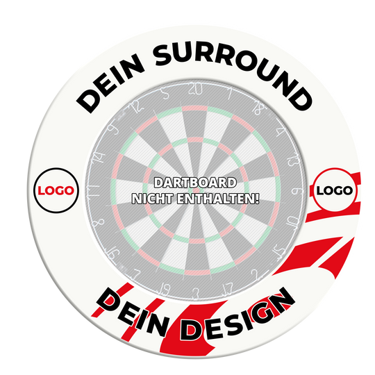 Dartboard Surround mit Deinem Design Ein Bild mit dem Namen MSF-Wei_Dartboard_Surround_Wunschdruck_Schwarz_Wei_3. Es handelt sich wahrscheinlich um eine Variante des Dartboard-Surrounds in Weiß-Schwarz mit Wunschdruck.