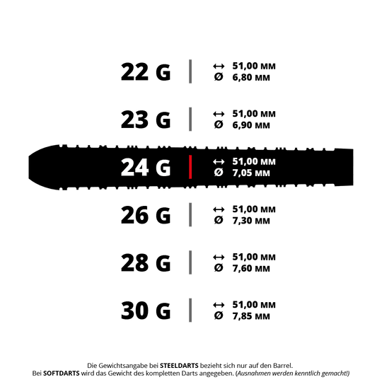 Fléchettes en acier Harrows Supergrip à pointe rapide conique Das Bild zeigt einen Dartpfeil mit speziellen Details. Es ist der HA16037 Harrows Supergrip QP Tapered QuickPoint Steeldarts 24g.