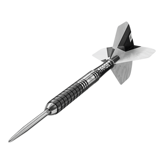 Dardos de acero Target Beau Greaves GEN1 Swiss Point Hier werden die Target Beau Greaves GEN1 Swiss Point Steeldarts in einer weiteren Perspektive gezeigt. Das Bild hebt die Form und das Design der Darts hervor.
