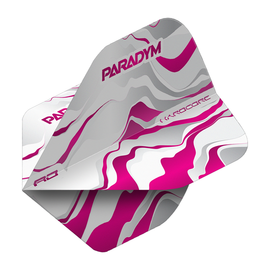 Red Dragon Hardcore Premium Paradym Pink Premium No2 Standard Flights Das Bild zeigt die Red Dragon Hardcore Premium Paradym Pink Premium No2 Standard Flights. Es handelt sich um Dartflights in einer auffälligen pinken Farbe.