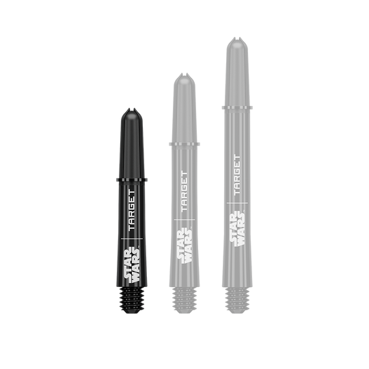 Násadky Target Star Wars ProGrip - černé Abbildung eines kurzen Dart-Schafts aus der Datei 380420_Target_StarWars_ProGrip_Shafts_Schwarz_Short_34mm_1. Es handelt sich um einen schwarzen ProGrip Dart-Schaft in kurzer Ausführung.