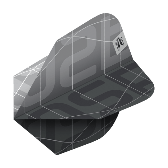 Letky Target Pro Ultra Aspinall X Echo No6 - 3 sady Das Bild zeigt ein Set von Target Pro Ultra Aspinall X Echo No6 Flights für Darts. Die Flights sind in einem modernen, dunklen Design mit grafischen Linien und einem dezenten Logo gestaltet.