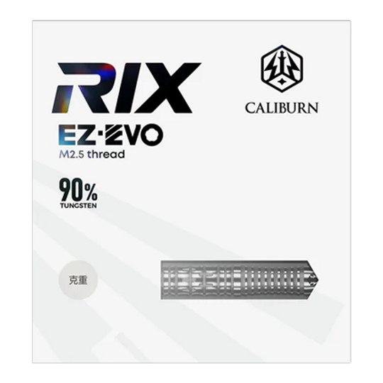 Dardos de acero Caliburn Rix EZ-EVO R2 Das Bild zeigt die Caliburn Rix EZ-EVO R2 Steeldarts. Die Darts sind aus einer anderen Perspektive abgebildet.