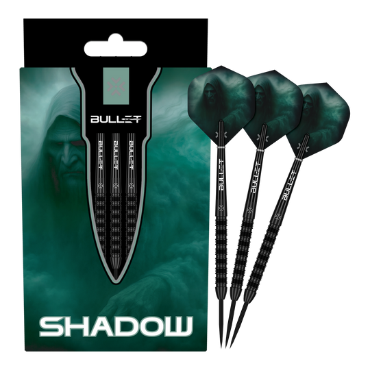 Ocelové šipky Bullet Shadow Das Bild zeigt die Bullet Shadow Steeldarts. Sie sind hochwertige Steeldarts mit einem modernen Design.