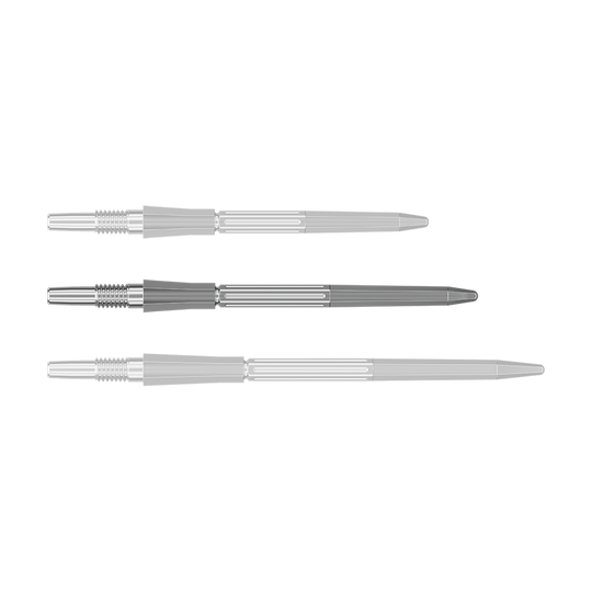 Groty do lotek Target Elysian Archetype 43 Swiss Point Steel – srebrne Dargestellt ist eine einzelne silberne Dartspitze mit einer Länge von 35mm. Sie gehört zum Swiss Point System.