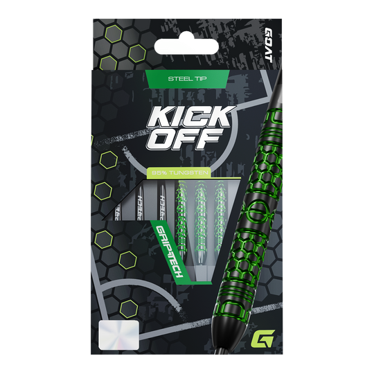 Dardos de acero GOAT Kick-Off Das Foto zeigt die GOAT Kick-Off Steeldarts. Dieses Dart-Set zeichnet sich durch eine ansprechende Optik und Funktionalität aus.