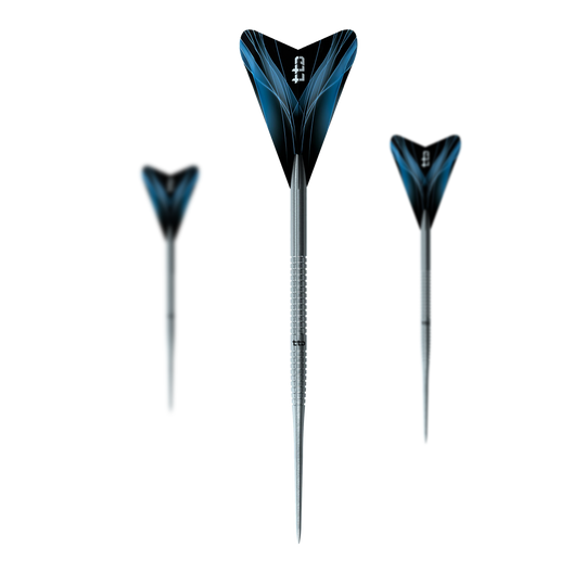 Caliburn TTD Complete Titanium T1 Stříbrné Steeldarts - 5g Das Foto zeigt ein Set der Caliburn TTD Complete Titanium T1 Silver Steeldarts - 5g. Es sind hochwertige Steeldarts aus Titan für das Dartspiel.