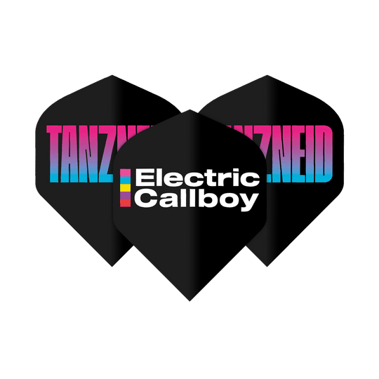 Coffret de 10 exemplaires de l'album « Tanzneid » d'Electric Callboy Man sieht das Electric Callboy Tanzneid Album Version Flight Pack - 10 Sets. Das Set enthält Flights für das Dartspiel.