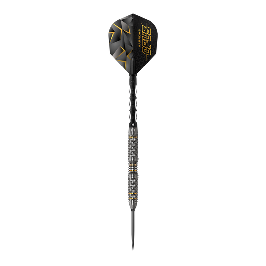 Harrows Opus Quick Point Steeldarts - 23g. Das Bild zeigt Steeldarts mit einem Gewicht von 23 Gramm.