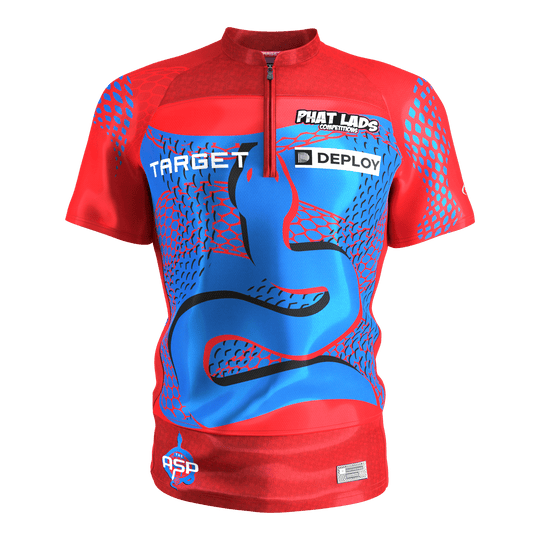 Target Nathan Aspinall Dartshirt 2027 Das Target Nathan Aspinall Dartshirt 2027 ist auf diesem Foto abgebildet. Das Shirt besticht durch sein professionelles Aussehen.