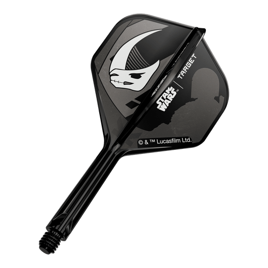 Das Bild zeigt das Produkt mit dem Dateinamen 410621_Target_StarWars_K-Flex_Mandalorian_Armour_No2_Standard_Flights_26mm_1a. Es ist wahrscheinlich ein Mandalorian Armour Dart-Flight.