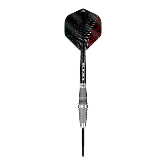 Dardos Mission Michele Turetta de acero arenado - 23 g Mission Michele Turetta Sandblasted Steeldarts - 23g, abgebildet als einzelner Dartpfeil. Das Bild zeigt das Design und die sandgestrahlte Oberfläche dieses Produkts.