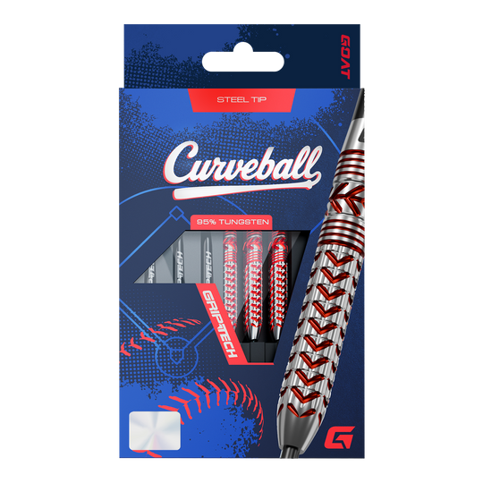 Freccette curve in acciaio GOAT Das Foto stellt die GOAT Curveball Steeldarts dar. Die Pfeile sind klar und deutlich zu erkennen.