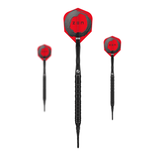 Shot ZEN Straight Softdarts - 20g Das Bild zeigt ein Set der Shot ZEN Straight Softdarts - 20g. Das Set ist komplett für den Dartgebrauch ausgelegt.