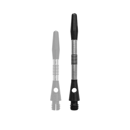 Bulls NL Cetra Aluminium Shafts - Schwarz Gezeigt wird ein schwarzer Aluminium-Schaft für Dartpfeile. Der Schaft hat eine Länge von 34mm.