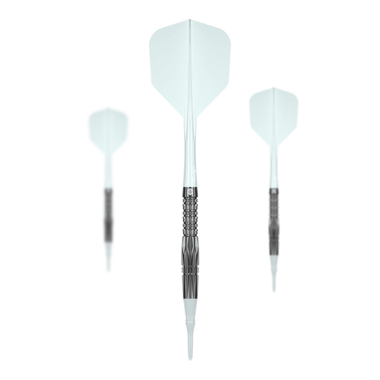 Caliburn Prisma P1 Softdarts - 19g Dargestellt ist das Set des Caliburn Prisma P1 Softdarts mit 19g. Das Produkt wird als komplettes Set für Softdart-Enthusiasten angeboten.