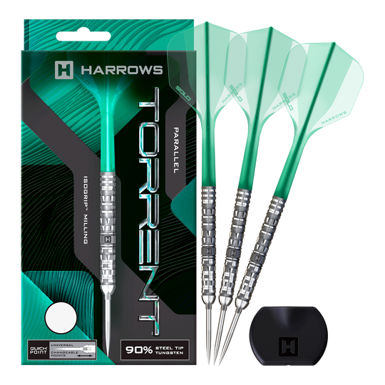 Steeldarts aus der Torrent Parallel QuickPoint Reihe sind zu sehen. Sie haben eine klassische Form.