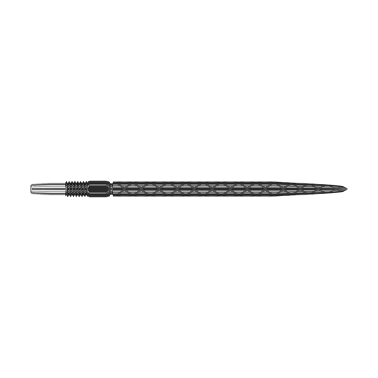 Pointes de fléchettes Target Swiss Diamond Pro Black Points Dies ist eine schwarze Dartspitze mit diamantförmiger Struktur. Sie ist schlank und misst etwa 40 mm in der Länge.