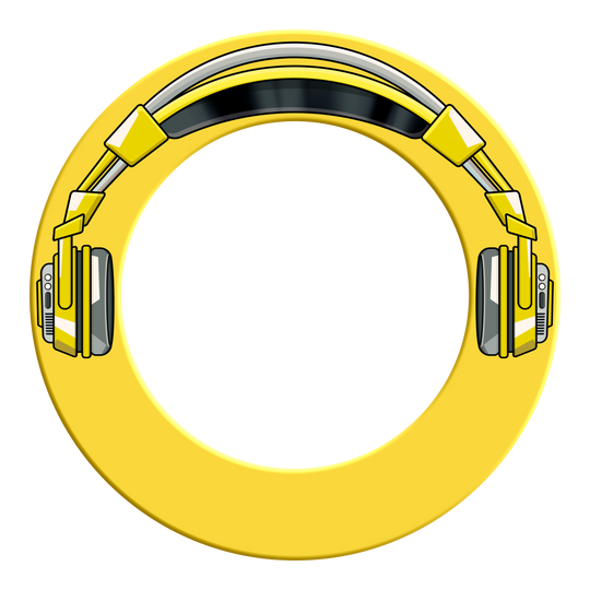 Das Bild zeigt ein Dartboard-Surround in Gelb aus der Stereo-Reihe. Abgebildet ist das Modell 'MSF-J6_McDart_Stereo_Dartboard_Surround_Gelb_2'.