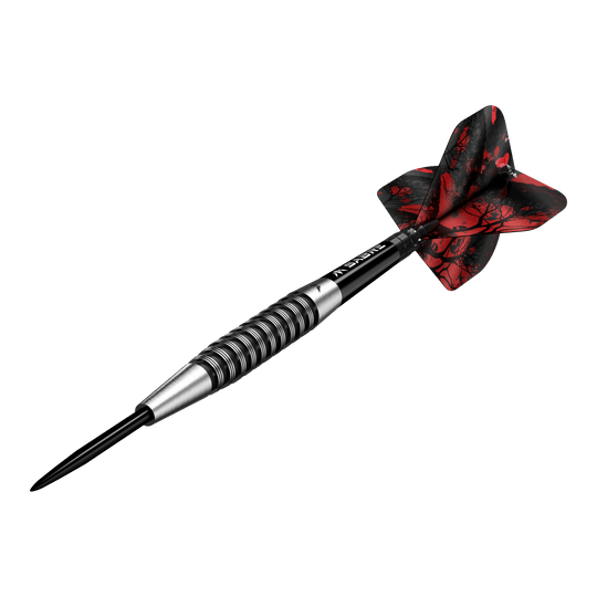 Freccette Mission Kunai in acciaio PVD nero - 23 g Abgebildet ist der Mission Kunai Black PVD Steeldarts mit einem Gewicht von 23g. Der Dart hat ein elegantes schwarzes Design und eignet sich ideal für Präzisionswurf.