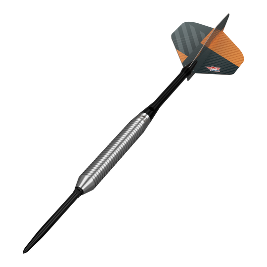 Šipky Bulls NL Volt Orange Convertible Point Steel Darts Das Bild zeigt Bulls NL Volt Orange Convertible Point Steeldarts. Aufgrund des Orangedesigns wirken die Darts auffällig.