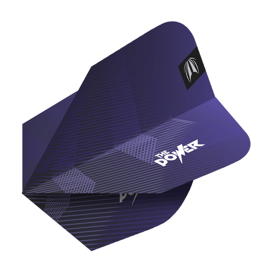 Letenky Target Pro Ultra Phil Taylor Power GEN10 Ten-X – 3 sady Das Bild zeigt ein Set von lila Dart-Flights mit dem Aufdruck "The Power". Es handelt sich um die Target Pro Ultra Phil Taylor Power GEN10 Ten-X Flights.