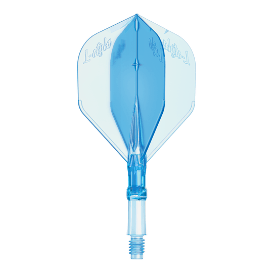 L-Style L-Sytem Flights - Clear Blue-190 Abgebildet ist ein L-Style L-System Flight in klarer blauer Farbe, Größe Small. Es ist ein Ersatz-Flight für Dartpfeile.