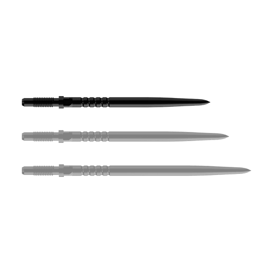 Punte per freccette Bulls NL Convertible Point - Impugnatura ad anelli - Nere Abgebildet ist ein Dartspitzen-Set. Es handelt sich um BullsNL Convertible Points mit Ringed Grip in Schwarz, 32mm.