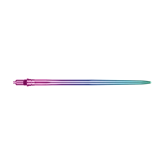 Das Bild zeigt EVO250 Caliburn EZ-EVO Dartspitzen Smooth Rainbow 50mm. Es handelt sich um längere, bunte Dartspitzen in Regenbogenfarben.